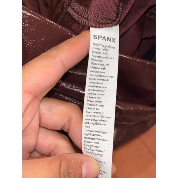 Spanx Faux Patent Leather Leggings High-Rise Stretch Pants Women's Size XL - Picture 10 of 11